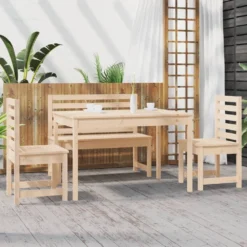 VIDAXL Ensemble à Dîner De Jardin 4 Pcs Bois Massif De Pin -Pas Cher Jardinoa Magasin 01b9576dc0fdca42