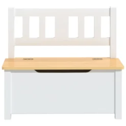 VIDAXL Banc De Rangement Pour Enfants Blanc Et Beige 60x30x55 Cm Mdf -Pas Cher Jardinoa Magasin 0553fe623e749a74