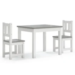 VIDAXL Ensemble De Table Et Chaises Enfants 3 Pcs Blanc Et Gris Mdf -Pas Cher Jardinoa Magasin 06b9ae8d29cde280