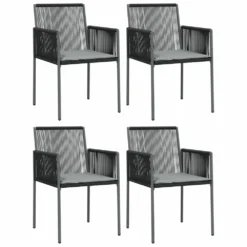 VIDAXL Chaises De Jardin Et Coussins Lot De 4 Noir 54x60,5x83,5 Cm -Pas Cher Jardinoa Magasin 0af1fa52f405202a