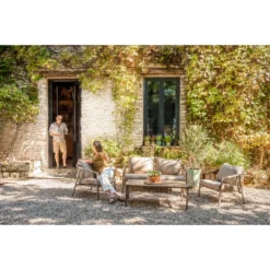 Salon De Jardin HÉLIOS - 1 Canapé, 1 Table Et 2 Fauteuils -Pas Cher Jardinoa Magasin 1044424 2069221