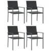 VIDAXL Chaises De Jardin Lot De 4 Noir 54x62,5x89 Cm Résine Tressée