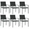 VIDAXL Chaises De Jardin Et Coussins Lot De 6 Noir 54x62,5x89 Cm Rotin