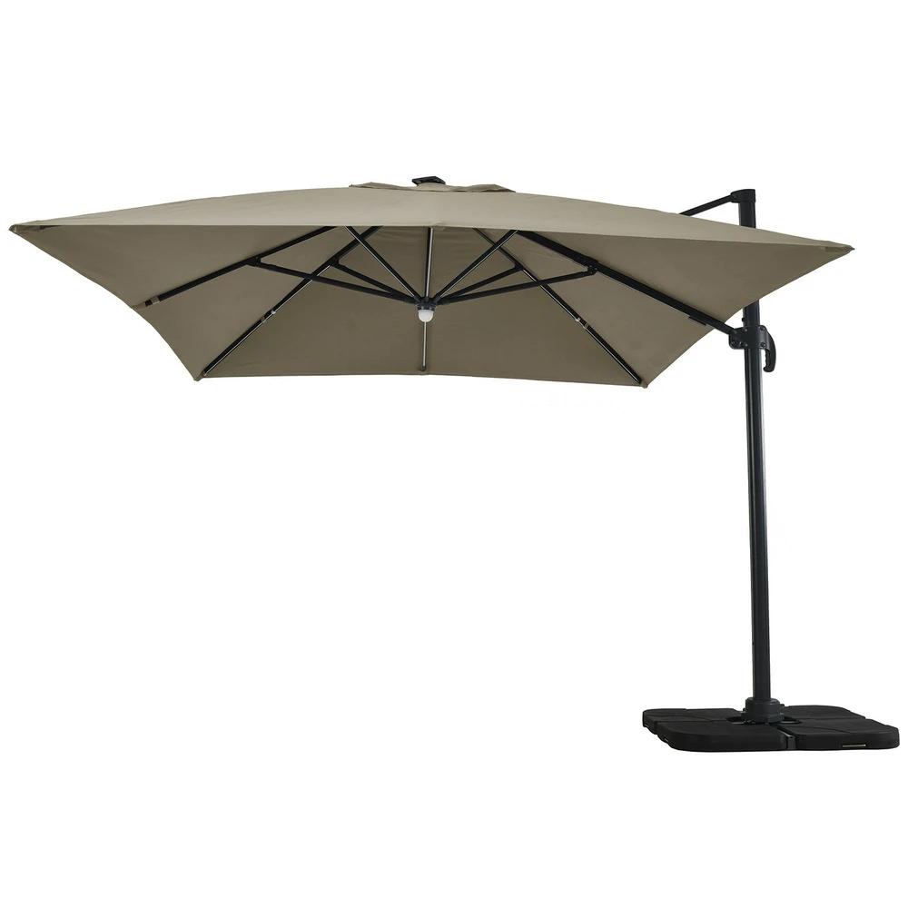Parasol Déporté Led 3x4m Rectangle En Aluminium - Rotatif 360° - Taupe- Rome 6 Parasol Déporté Led 3x4m Rectangle En Aluminium - Rotatif 360° - Taupe- Rome – Image 6