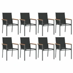 VIDAXL Ensemble à Manger De Jardin 9 Pcs Noir Textilène Et Acier -Pas Cher Jardinoa Magasin 4216b667e2ec7299