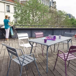 Fauteuil De Jardin Bridge MONCEAU Gris Orage En Acier - 64,5x52x85 Cm -Pas Cher Jardinoa Magasin 439027 004