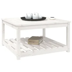 VIDAXL Table De Jardin Blanc 82,5x82,5x45 Cm Bois Massif De Pin -Pas Cher Jardinoa Magasin 43ba3e2f4d346b9c