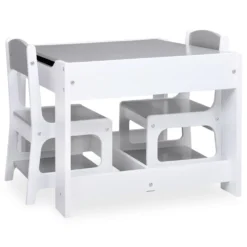 VIDAXL Table Pour Enfants Avec 2 Chaises Blanc Mdf -Pas Cher Jardinoa Magasin 555d6298013a3e4a