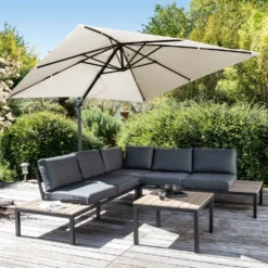 Parasol Déporté Carré 3 X 3m En Aluminium écru -Pas Cher Jardinoa Magasin 582876a73ff880b1