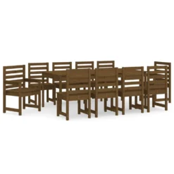 VIDAXL Ensemble à Dîner De Jardin 11 Pcs Marron Miel Bois Pin Massif
