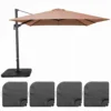 Parasol Déporté 3x3m Et 4 Dalles à Remplir Aluminium Taupe
