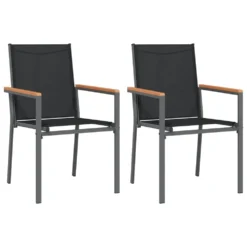 VIDAXL Chaises De Jardin Lot De 2 Noir 55x61,5x90cm Textilène Et Acier -Pas Cher Jardinoa Magasin 6051fbcfaf60b19d