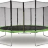 Trampoline " Yoopi " - ø 4.60 M - Vert - Avec Filet + échelle + Couverture + Kit D'ancrage