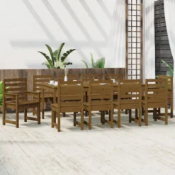 VIDAXL Ensemble à Dîner De Jardin 11 Pcs Marron Miel Bois Pin Massif -Pas Cher Jardinoa Magasin 6241b922825e8b1c