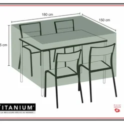 Housse De Protection Pour Table Rectangulaire + Chaises 180 X 150 X 85 Cm - Noir