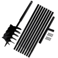 VIDAXL Tarière De Sol Avec Manche 200 Mm Et Tube D'extension 9 M Acier