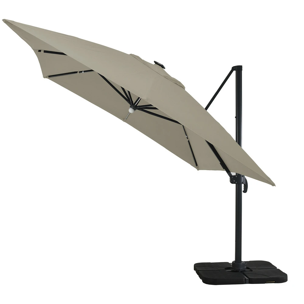 Parasol Déporté Led 3x4m Rectangle En Aluminium - Rotatif 360° - Taupe- Rome 5 Parasol Déporté Led 3x4m Rectangle En Aluminium - Rotatif 360° - Taupe- Rome – Image 5