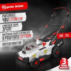 Tondeuse Rechargeable 40v (2x20v) 37cm - Batteries Et Chargeur Fournis - Elem Ga -Pas Cher Jardinoa Magasin 63c136734a55a6.26635978