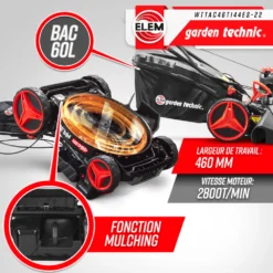 Tondeuse Thermique Autotractée 144.3cc - 46cm Avec Démarrage électrique -mulchin -Pas Cher Jardinoa Magasin 63c136749632f1.14439241