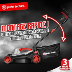 Tondeuse à Gazon électrique 1500w - Largeur De Coupe 37cm - Elem Garden -Pas Cher Jardinoa Magasin 63c1367c58e075.74982710