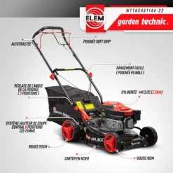 Tondeuse Thermique Autotractée 144.3cc - Largeur De Coupe 46cm - Elem Garden -Pas Cher Jardinoa Magasin 63c1367d8035b4.05057129