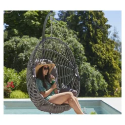 Canberra - Fauteuil De Jardin Suspendu - Gris Anthracite -Pas Cher Jardinoa Magasin 63d4eb68726f94.74678643