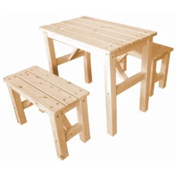 Ensemble Table Et Chaise Enfant En Bois- Table Enfant Avec 2 Chaises - H51x60x36 Cm - M014