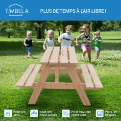 Table Enfant En Bois – Table Et Chaise Enfant - 90x90xh50 Cm - M018-1 -Pas Cher Jardinoa Magasin 63eb3fd1e0df18.25863601