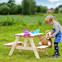 Table Enfant En Bois – Table Et Chaise Enfant - 81x60xh50 Cm - M012-1 -Pas Cher Jardinoa Magasin 6405d9b69afcd0.62474534