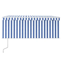 VIDAXL Auvent Automatique Store Led Capteur De Vent 3x2,5 M Bleu/blanc -Pas Cher Jardinoa Magasin 6426dd810e3a45.42794617