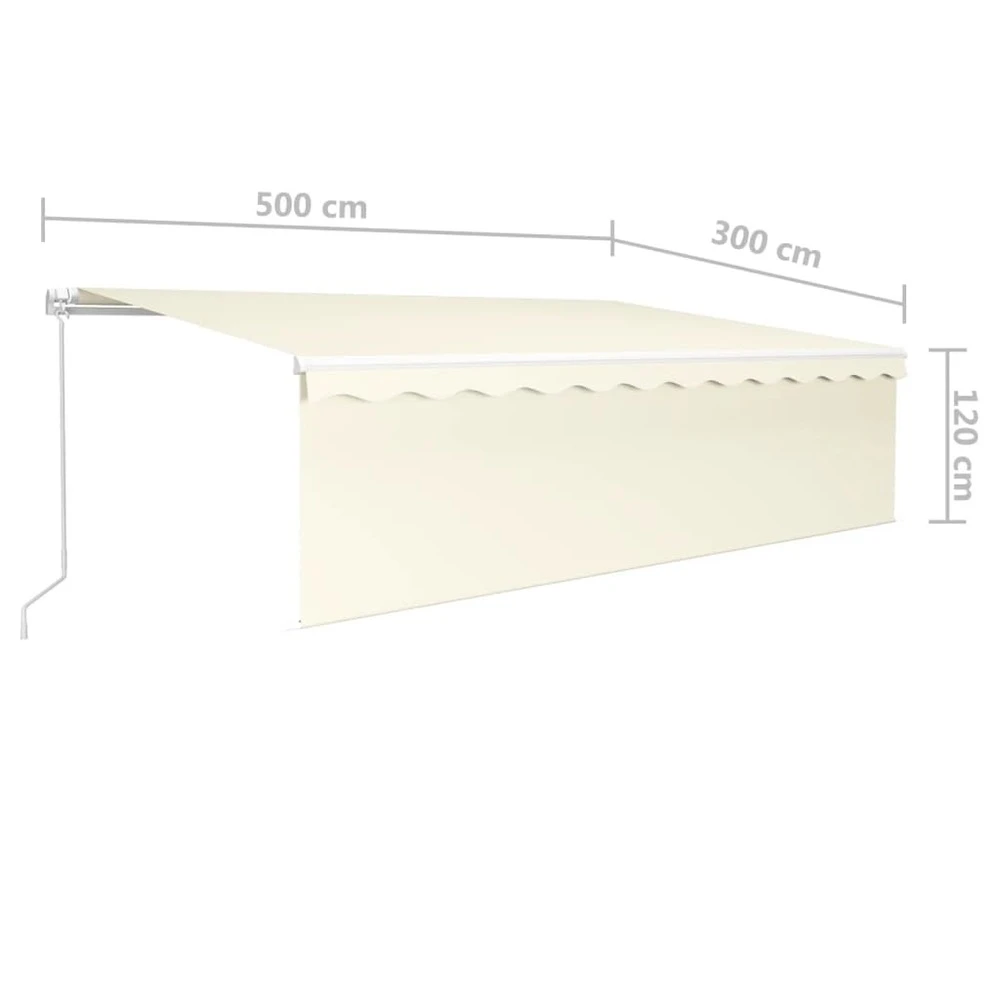 VIDAXL Auvent Rétractable Manuel Avec Store 5x3 M Crème 7 VIDAXL Auvent Rétractable Manuel Avec Store 5x3 M Crème – Image 7