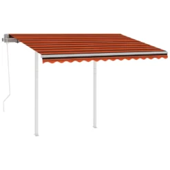VIDAXL Auvent Rétractable Automatique Et Poteaux 3x2,5 M Orange Marron -Pas Cher Jardinoa Magasin 6426dd877f8ce0.41849070