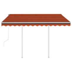 VIDAXL Auvent Rétractable Automatique Et Poteaux 3x2,5 M Orange Marron -Pas Cher Jardinoa Magasin 6426dd87828ba5.15495730