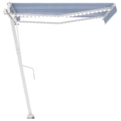 VIDAXL Auvent Automatique Capteur De Vent/led 350x250 Cm Bleu Et Blanc