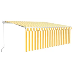 VIDAXL Auvent Manuel Rétractable Avec Store 4,5x3 M Jaune Et Blanc -Pas Cher Jardinoa Magasin 6426dda0884f87.47548582