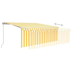 VIDAXL Auvent Manuel Rétractable Avec Store 4,5x3 M Jaune Et Blanc -Pas Cher Jardinoa Magasin 6426dda0930a13.12138616