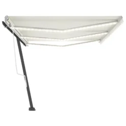 VIDAXL Auvent Manuel Rétractable Avec Led 600x350 Cm Crème -Pas Cher Jardinoa Magasin 6426ddb3aecfa8.45904122