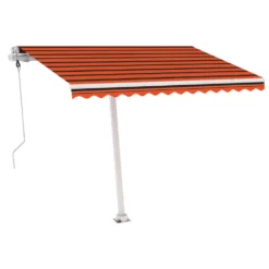 VIDAXL Auvent Automatique Capteur De Vent/led 300x250 Cm Orange/marron -Pas Cher Jardinoa Magasin 6426ddbb752891.08505153