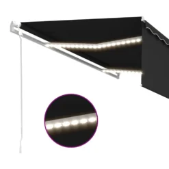 VIDAXL Auvent Automatique Store Capteur De Vent Et Led 5x3m Anthracite -Pas Cher Jardinoa Magasin 6426ddc7f40798.28002003