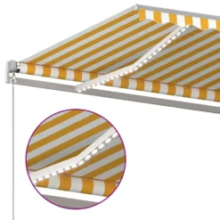 VIDAXL Auvent Automatique Capteur De Vent Et Led 6x3,5m Jaune Et Blanc -Pas Cher Jardinoa Magasin 6426ddd5581f51.61030224