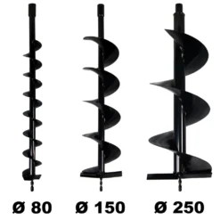 Lot De Mèches ø 80 + 150 + 250 Mm Pour Tarière Thermique