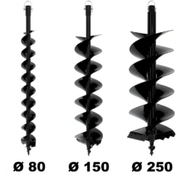 Lot De Mèches Semi-professionnelles ø 80 + 150 + 250 Mm Pour Tarière Thermique