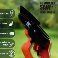 Mini Tronçonneuse électrique - Trickblade Pro - Rotorazer Mini Chainsaw -Pas Cher Jardinoa Magasin 6436a2df780800.85464856