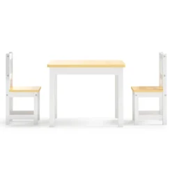 VIDAXL Ensemble De Table Et Chaises Pour Enfants 3 Pcs Blanc Et Beige -Pas Cher Jardinoa Magasin 64387d74e7ee02.51139245