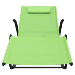 VIDAXL Chaise Longue à Bascule Vert Acier Et Textilène -Pas Cher Jardinoa Magasin 644be8b2b456f1.18285588