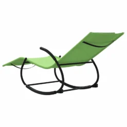 VIDAXL Chaise Longue à Bascule Vert Acier Et Textilène -Pas Cher Jardinoa Magasin 644be8b2bb99d4.20306647