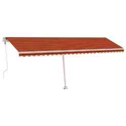 VIDAXL Auvent Automatique Capteur De Vent Led 600x300 Cm Orange Marron