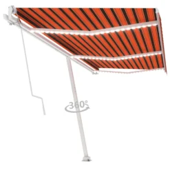 VIDAXL Auvent Automatique Capteur De Vent Led 600x300 Cm Orange Marron -Pas Cher Jardinoa Magasin 64515c613e8030.18053461