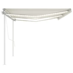 VIDAXL Auvent Automatique Capteur De Vent/led 6x3 M Crème -Pas Cher Jardinoa Magasin 64515c677fbe06.77630311