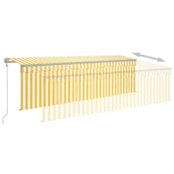 VIDAXL Auvent Rétractable Automatique Avec Store 5x3 M Jaune Et Blanc -Pas Cher Jardinoa Magasin 64515c6c4c3c34.62044891